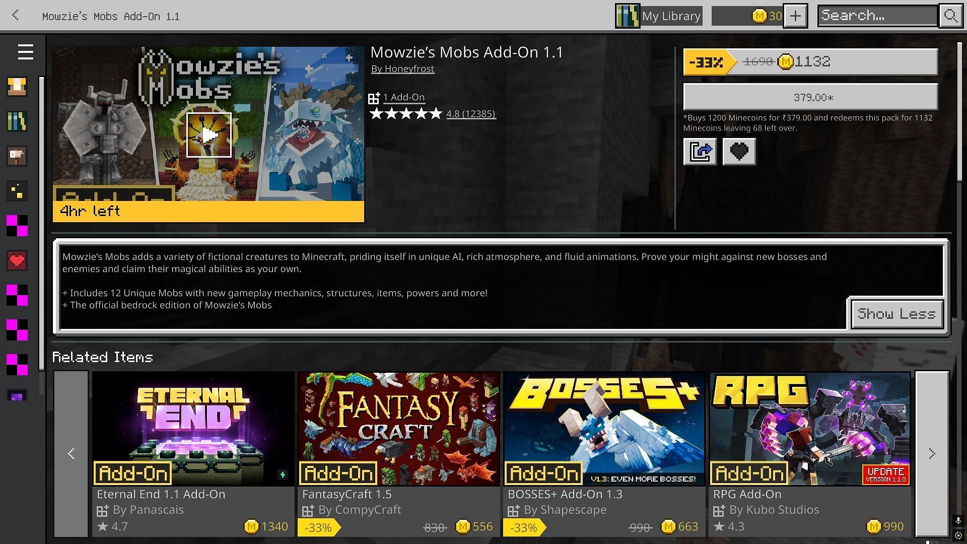 Mowzie's Mobs also has an add-on for Bedrock Edition (Image via Sportskeeda Gaming || Mojang Studios)